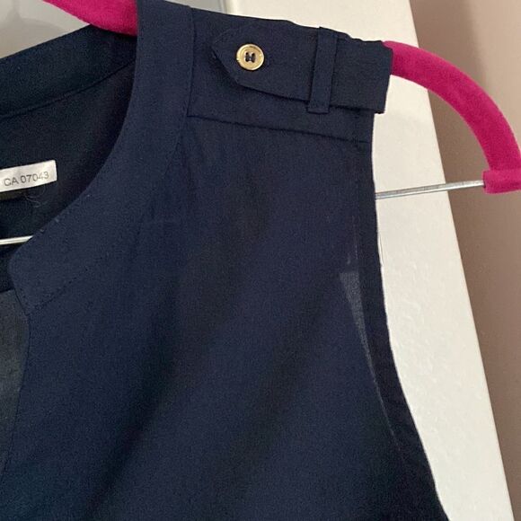 Premise Studio Dark Navy Sleeveless Semi Sheer Top S - Picture 6 of 10